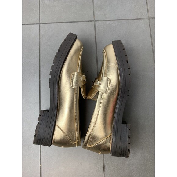 Sam Edelman Kids Tully Mini Metalic Gold  Loafers 3M Preowned Black Platform Gir - Picture 5 of 6